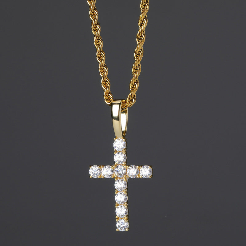 Moissanite Cross Pendant - 925 Silver - D Colour - VVS1 - 43mm