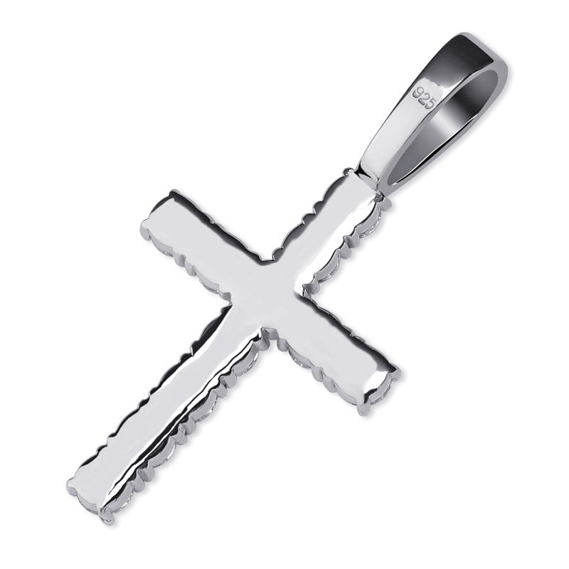 Moissanite Cross Pendant - 925 Silver - D Colour - VVS1 - 43mm