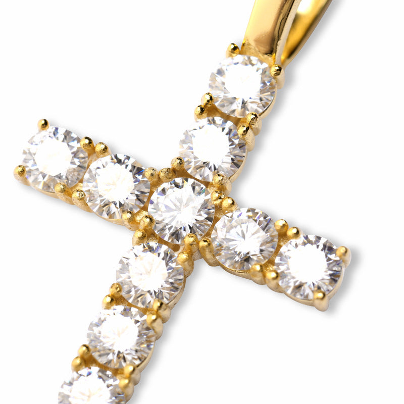 Moissanite Cross Pendant - 925 Silver - D Colour - VVS1 - 43mm