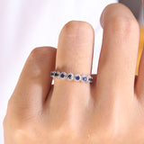 Moissanite Blue Sapphire Ring - 925 Silver - D Colour - VVS1 - 0.21 Carat