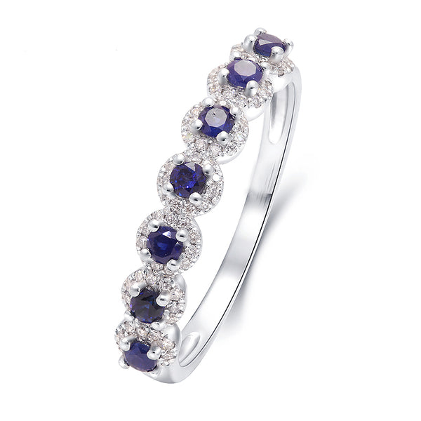 Moissanite Blue Sapphire Ring - 925 Silver - D Colour - VVS1 - 0.21 Carat