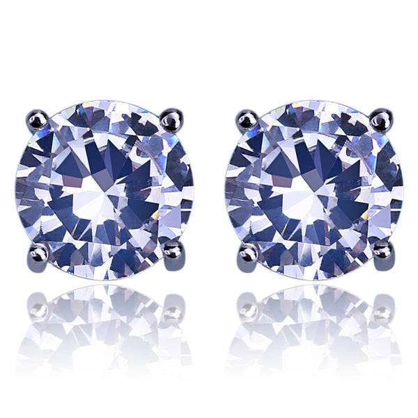 Studded Diamond 8mm Earrings - Silver