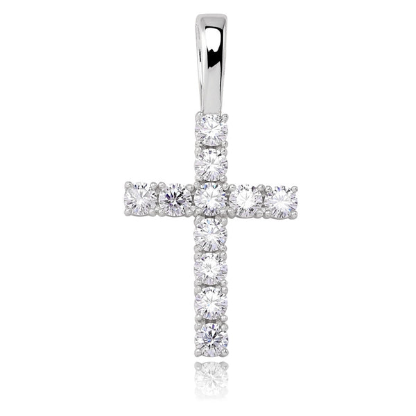 Moissanite Cross Pendant - 925 Silver - D Colour - VVS1 - 43mm