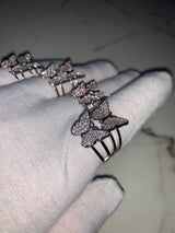 Butterfly Cubic Zirconia Encrusted Ring - One Size - Pink/Silver