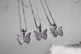 Butterfly Micro 925 Necklace - Cubic Zirconia - Pendant - Silver Or Gold - Rope Chain