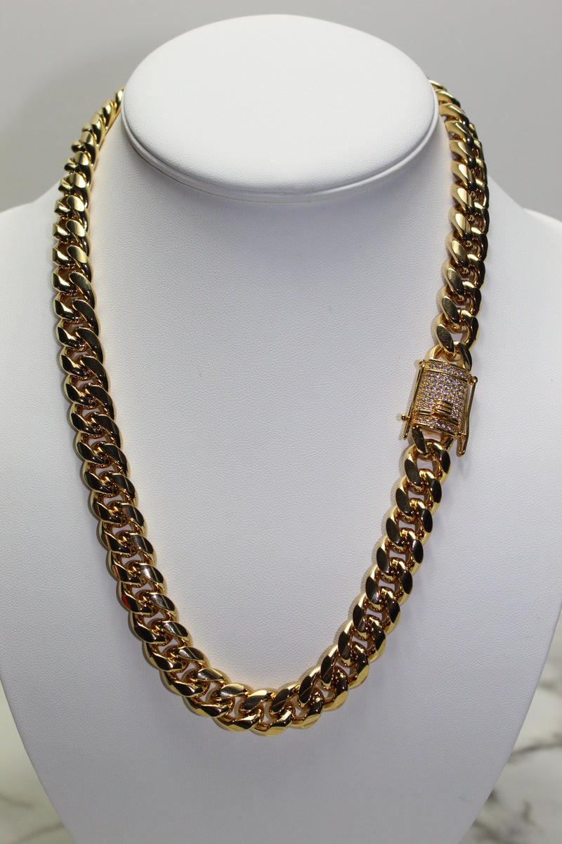 12mm Cuban Chain - Gold - Various Lengths