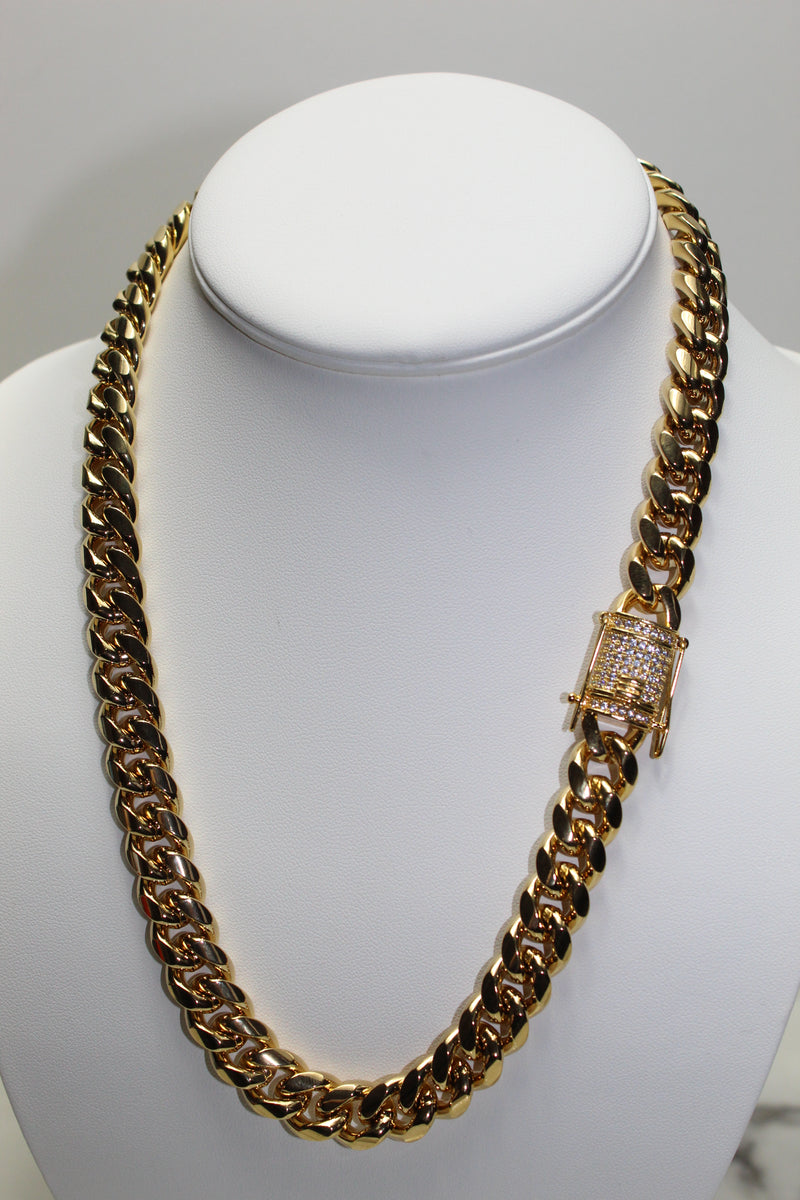 12mm Cuban Chain - Gold - Various Lengths