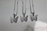 Butterfly Micro 925 Necklace - Cubic Zirconia - Pendant - Silver Or Gold - Rope Chain