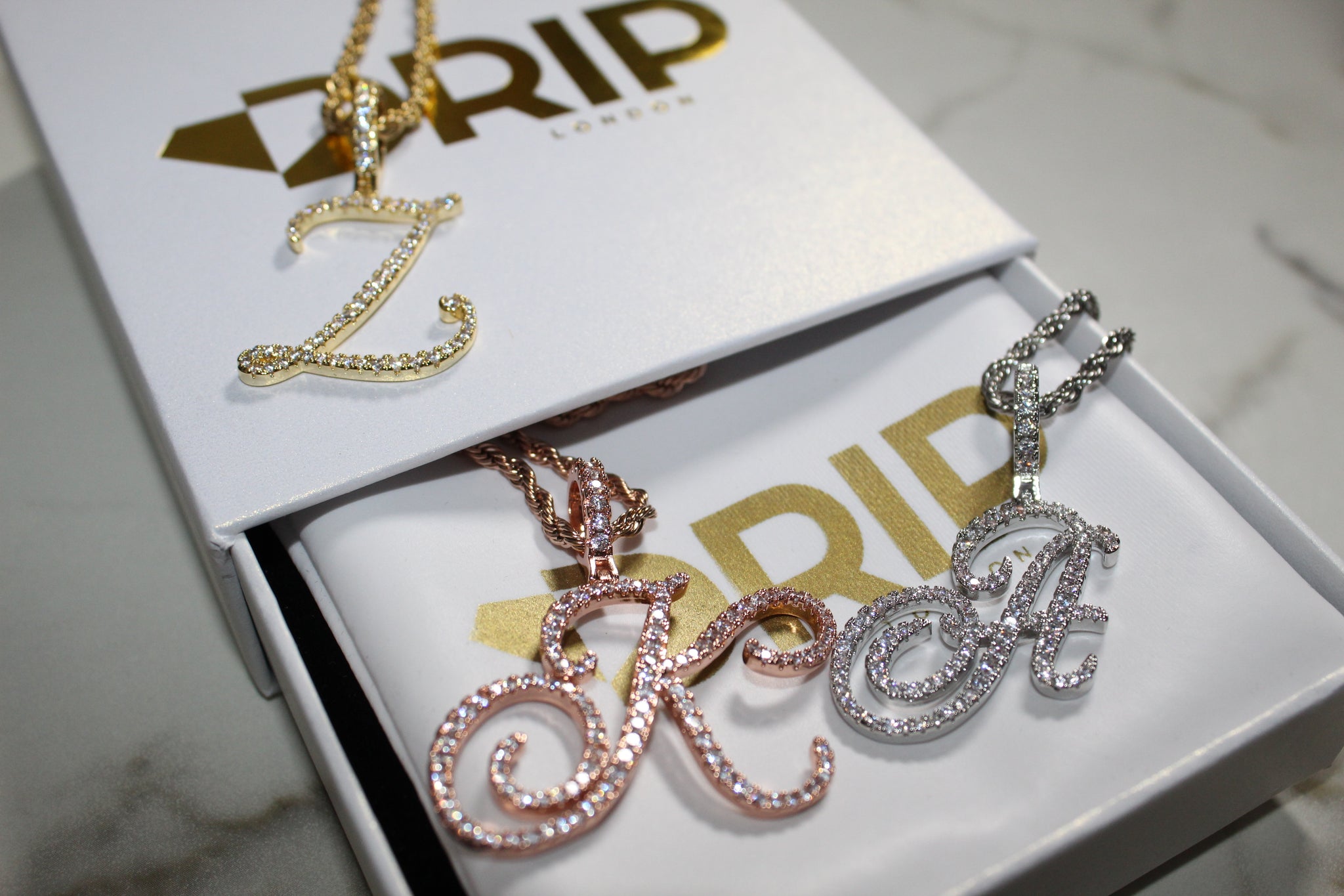 Personalized Initial Necklace with Baguette Diamonds