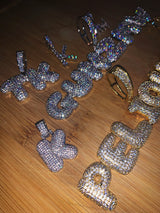 Custom Bubble Letter Pendants - (2-8 Letter) - Silver or Gold - Matching Rope Chain