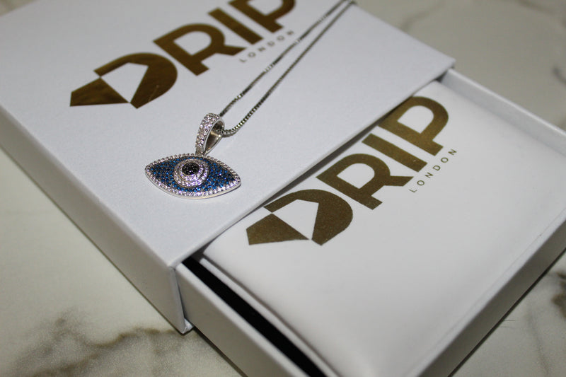 Evil Eye 925 Necklace - Cubic Zirconia - Pendant - Silver - Rope Chain