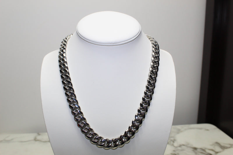 12mm Cuban Chain - Silver - Various Lengths