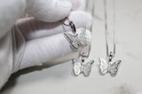 Butterfly Micro 925 Necklace - Cubic Zirconia - Pendant - Silver Or Gold - Rope Chain