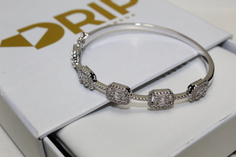 5 Cubic Silver Bracelet - Plated - 7 Inch