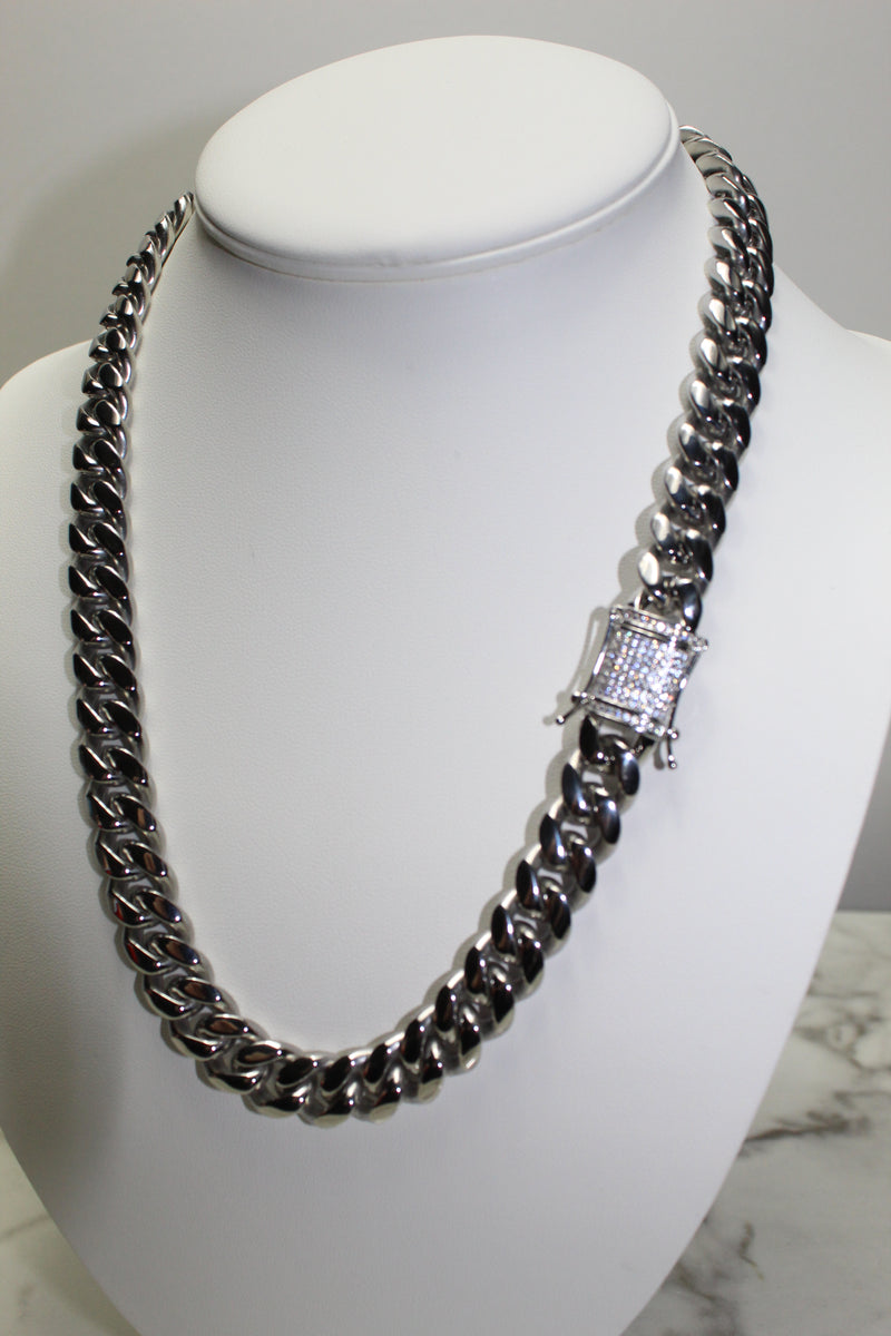 12mm Cuban Chain - Silver - Various Lengths