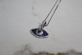 Evil Eye 925 Necklace - Cubic Zirconia - Pendant - Silver - Rope Chain