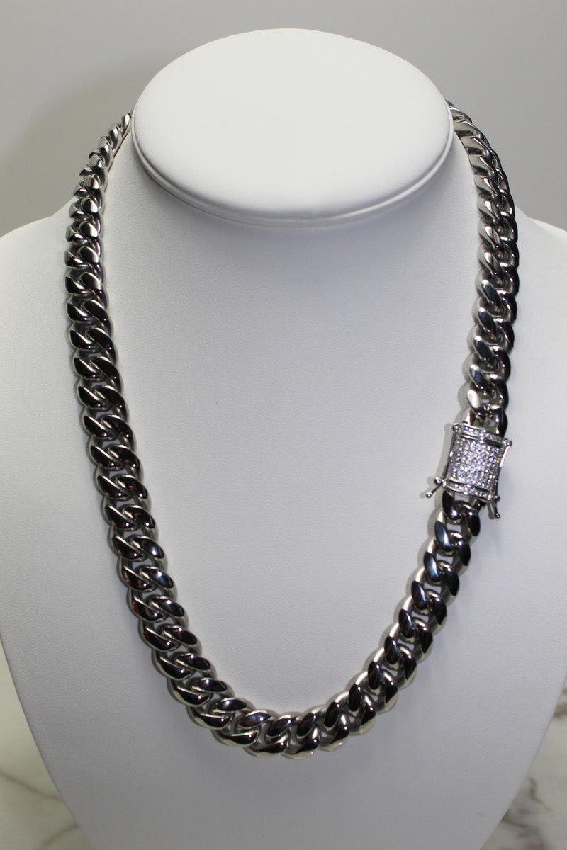 12mm Cuban Chain - Silver - Various Lengths