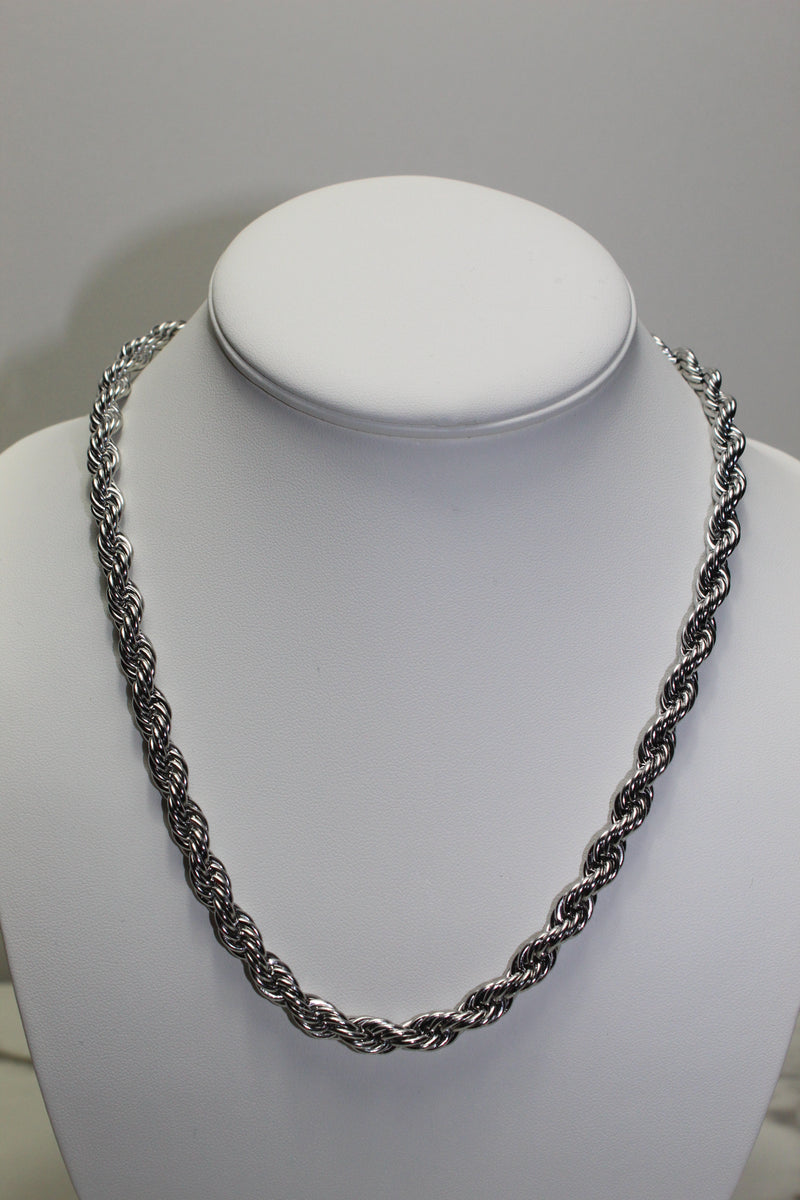 Silver or Gold - 7mm Rope Chain - 20 Inch