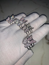 Butterfly Cubic Zirconia Encrusted Ring - One Size - Pink/Silver