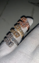 Baguette Cubic Zirconia Encrusted Ring - One Size - Silver, Rose Gold & Gold