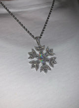 Snowflake - Cubic Zirconia - Pendant - Silver - Rope Chain