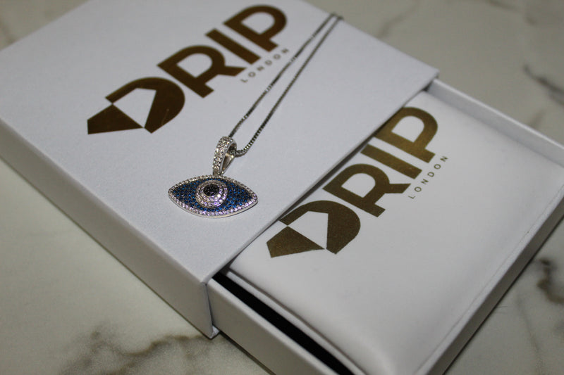 Evil Eye 925 Necklace - Cubic Zirconia - Pendant - Silver - Rope Chain