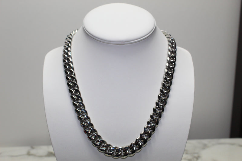 12mm Cuban Chain - Silver - Various Lengths