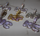 Custom Bubble Letter Pendants - (2-8 Letter) - Silver or Gold - Matching Rope Chain