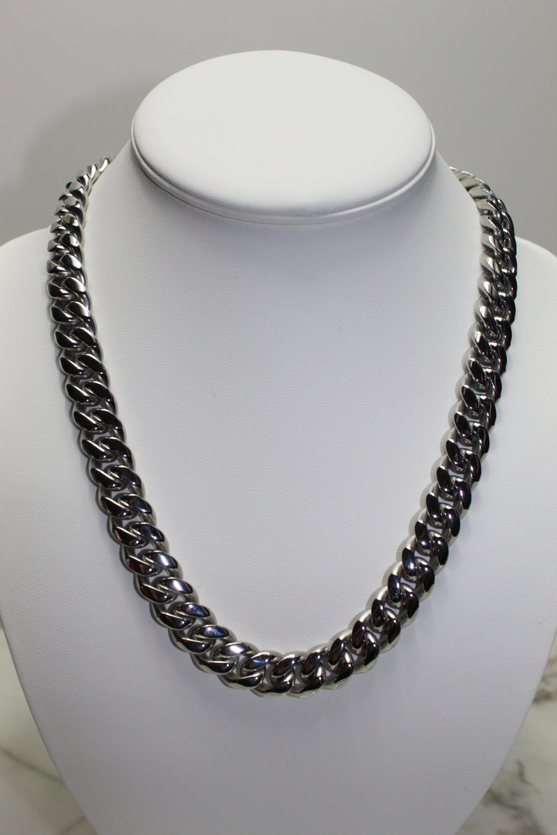 12mm Cuban Chain - Silver - Various Lengths