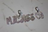 Custom Script Layered Letter Pendant - (2-8 Letter) - CZ Set - Silver or Gold - Matching Rope Chain