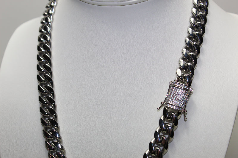 12mm Cuban Chain - Silver - Various Lengths