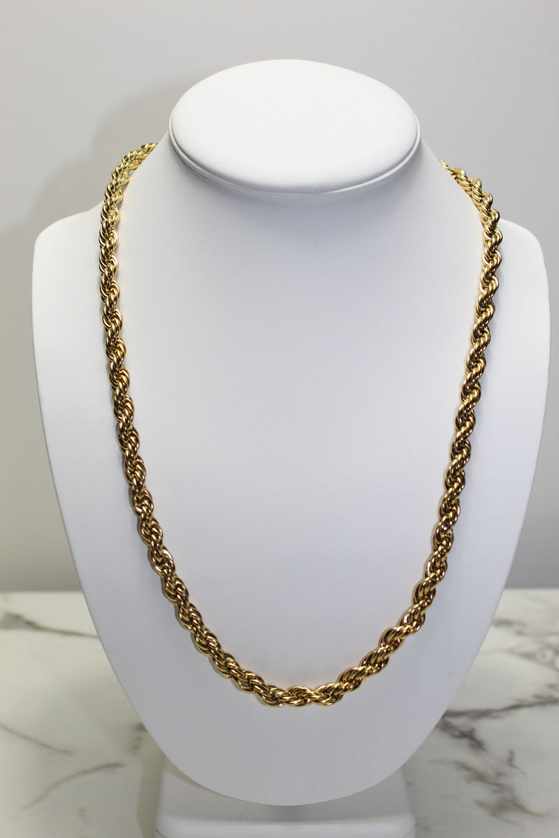 Silver or Gold - 7mm Rope Chain - 20 Inch